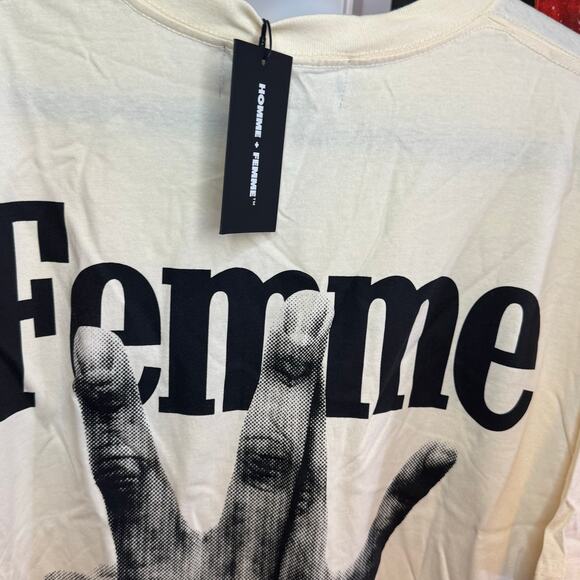 •NEW• Homme + Femme LA • Twisted Fingers Off-White Tee  • 2XL - Picture 5 of 8